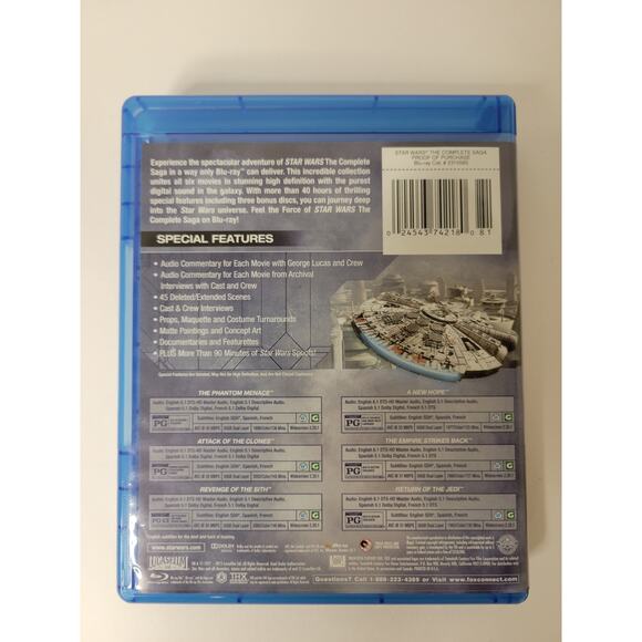 Star Wars:‎ The Complete Saga I-VI (Episodes 1-6) Blu-ray 9-Disc Set - Picture 7 of 7